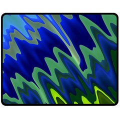 Blue Green Zig Zag Waves Pattern Double Sided Fleece Blanket (medium)  by SpinnyChairDesigns