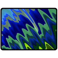 Blue Green Zig Zag Waves Pattern Double Sided Fleece Blanket (large)  by SpinnyChairDesigns