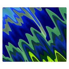 Blue Green Zig Zag Waves Pattern Double Sided Flano Blanket (small)  by SpinnyChairDesigns