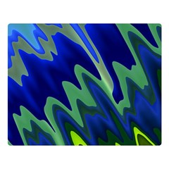 Blue Green Zig Zag Waves Pattern Double Sided Flano Blanket (large)  by SpinnyChairDesigns