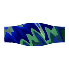 Blue Green Zig Zag Waves Pattern Stretchable Headband by SpinnyChairDesigns