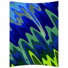 Blue Green Zig Zag Waves Pattern Back Support Cushion by SpinnyChairDesigns