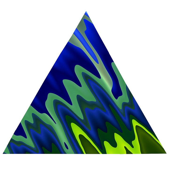 Blue Green Zig Zag Waves Pattern Wooden Puzzle Triangle