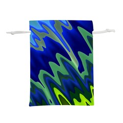 Blue Green Zig Zag Waves Pattern Lightweight Drawstring Pouch (s) by SpinnyChairDesigns