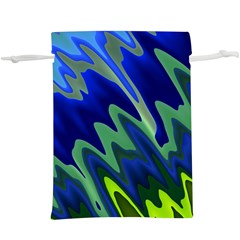 Blue Green Zig Zag Waves Pattern  Lightweight Drawstring Pouch (xl) by SpinnyChairDesigns