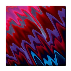 Red Blue Zig Zag Waves Pattern Tile Coaster