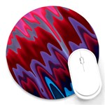 Red Blue Zig Zag Waves Pattern Round Mousepads Front