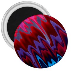 Red Blue Zig Zag Waves Pattern 3  Magnets