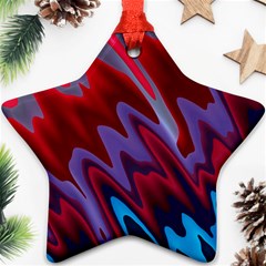 Red Blue Zig Zag Waves Pattern Ornament (Star)