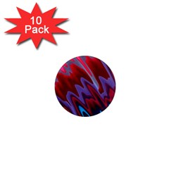 Red Blue Zig Zag Waves Pattern 1  Mini Magnet (10 Pack)  by SpinnyChairDesigns