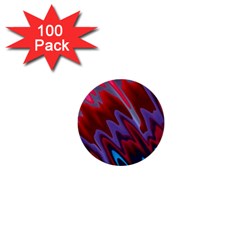 Red Blue Zig Zag Waves Pattern 1  Mini Buttons (100 pack) 