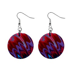 Red Blue Zig Zag Waves Pattern Mini Button Earrings