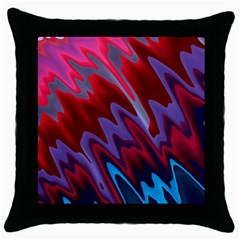 Red Blue Zig Zag Waves Pattern Throw Pillow Case (Black)