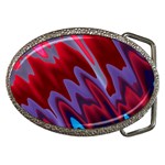 Red Blue Zig Zag Waves Pattern Belt Buckles Front