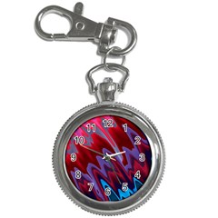 Red Blue Zig Zag Waves Pattern Key Chain Watches