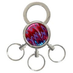 Red Blue Zig Zag Waves Pattern 3-Ring Key Chain