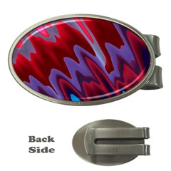 Red Blue Zig Zag Waves Pattern Money Clips (Oval) 