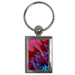 Red Blue Zig Zag Waves Pattern Key Chain (Rectangle)