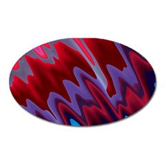 Red Blue Zig Zag Waves Pattern Oval Magnet