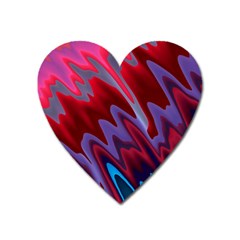 Red Blue Zig Zag Waves Pattern Heart Magnet