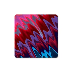 Red Blue Zig Zag Waves Pattern Square Magnet