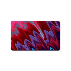 Red Blue Zig Zag Waves Pattern Magnet (Name Card)