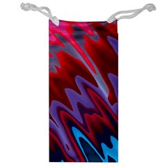 Red Blue Zig Zag Waves Pattern Jewelry Bag