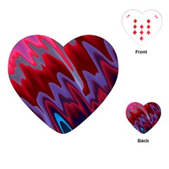 Red Blue Zig Zag Waves Pattern Playing Cards Single Design (Heart)