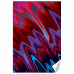 Red Blue Zig Zag Waves Pattern Canvas 24  x 36 