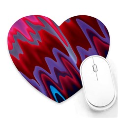 Red Blue Zig Zag Waves Pattern Heart Mousepads