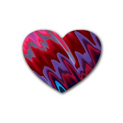 Red Blue Zig Zag Waves Pattern Rubber Coaster (Heart) 