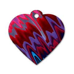 Red Blue Zig Zag Waves Pattern Dog Tag Heart (Two Sides)