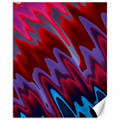 Red Blue Zig Zag Waves Pattern Canvas 11  x 14 