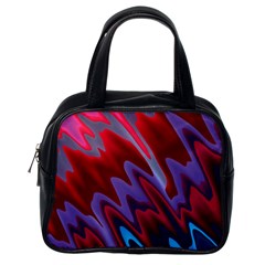 Red Blue Zig Zag Waves Pattern Classic Handbag (One Side)