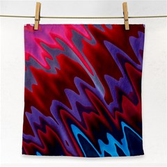 Red Blue Zig Zag Waves Pattern Face Towel