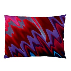 Red Blue Zig Zag Waves Pattern Pillow Case