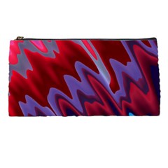 Red Blue Zig Zag Waves Pattern Pencil Case