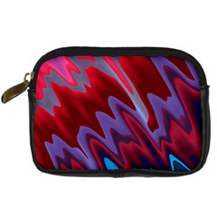 Red Blue Zig Zag Waves Pattern Digital Camera Leather Case