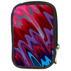 Red Blue Zig Zag Waves Pattern Compact Camera Leather Case