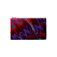 Red Blue Zig Zag Waves Pattern Cosmetic Bag (Small)