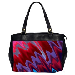 Red Blue Zig Zag Waves Pattern Oversize Office Handbag (2 Sides)