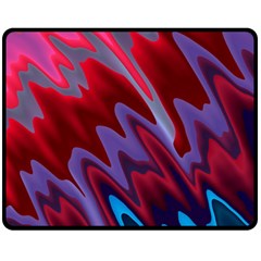 Red Blue Zig Zag Waves Pattern Fleece Blanket (Medium) 