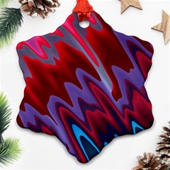 Red Blue Zig Zag Waves Pattern Ornament (Snowflake)