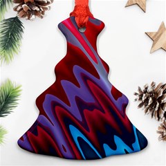 Red Blue Zig Zag Waves Pattern Ornament (Christmas Tree) 