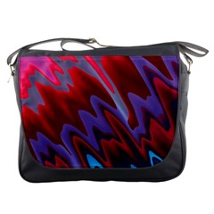 Red Blue Zig Zag Waves Pattern Messenger Bag