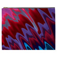 Red Blue Zig Zag Waves Pattern Cosmetic Bag (XXXL)