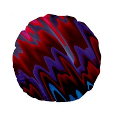 Red Blue Zig Zag Waves Pattern Standard 15  Premium Round Cushions