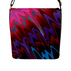 Red Blue Zig Zag Waves Pattern Flap Closure Messenger Bag (L)