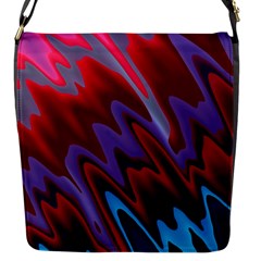 Red Blue Zig Zag Waves Pattern Flap Closure Messenger Bag (S)