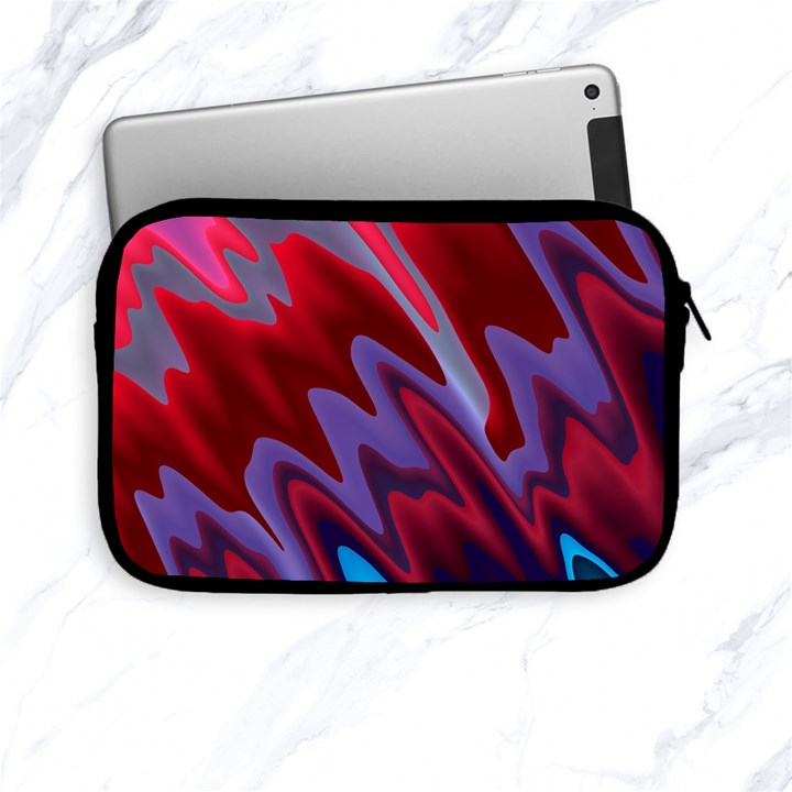 Red Blue Zig Zag Waves Pattern Apple iPad Mini Zipper Cases